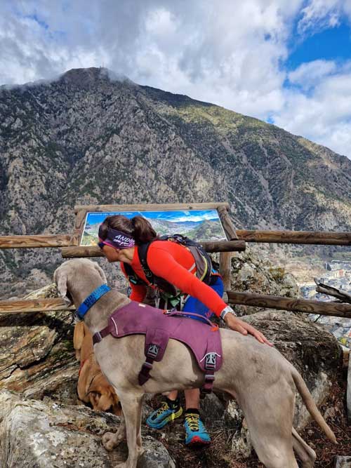 Chica en el primer mirador con su perro
