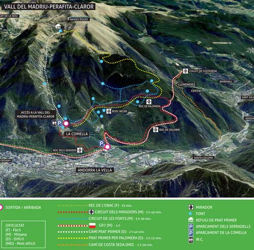 Mapa con la ruta de los miradores
